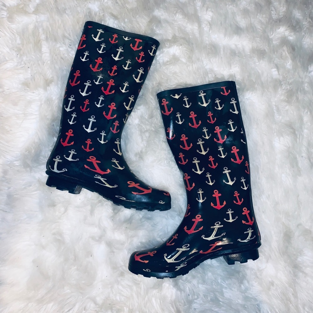 Women’s tall anchor rain boots